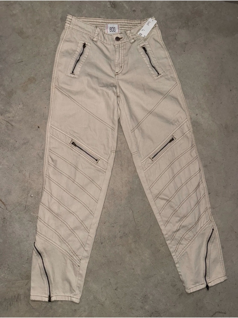 BDG Urban Outfitters Ivory Moto Utility Pants Size 26 NWT $129